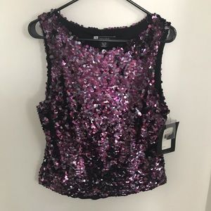 JS Boutique Purple Sequin Sleeveless Tank